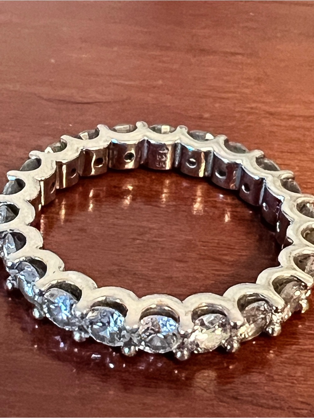 2 Moissanite 3mm Eternity Rings size 6.5 Solid Sterling Silver 925